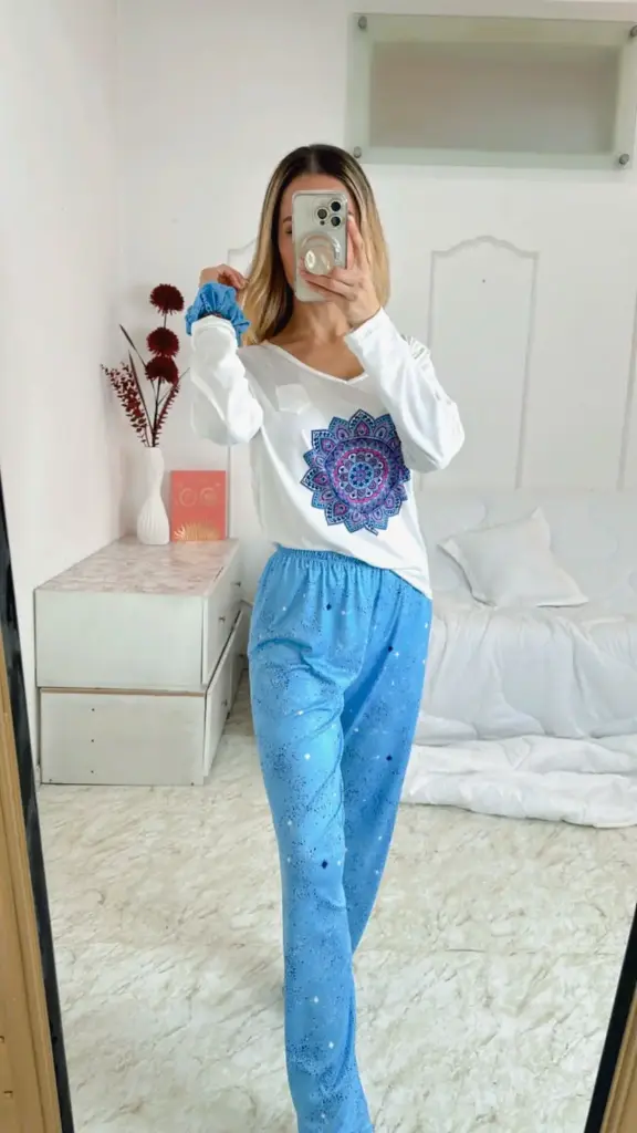 Pijama Mandala pantalón (Chica-Mediana, Pantalón manga larga, Esencial)